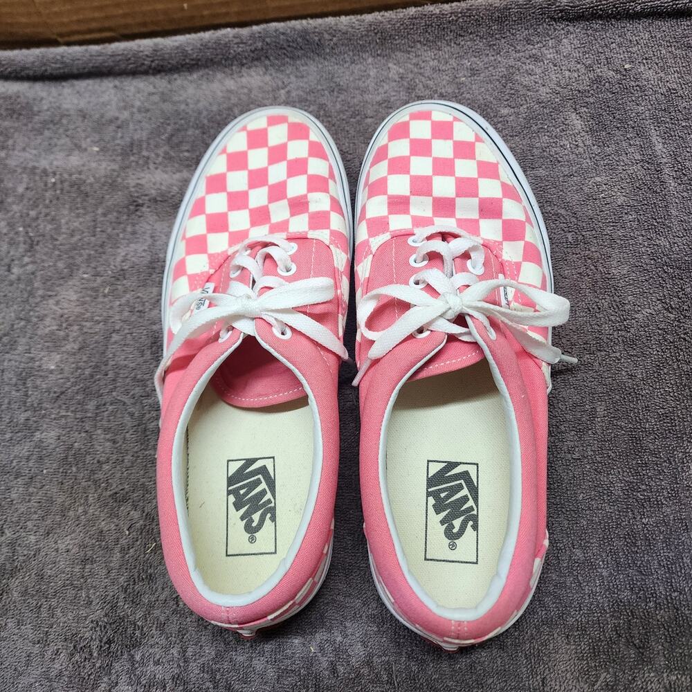 Pink white checkered Vans shoes women size 11 sneakers b53